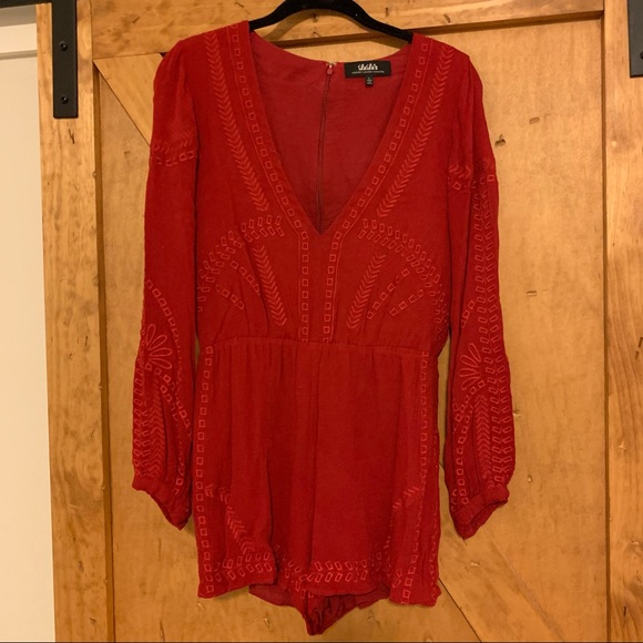 Red Embroidered Romper - Picture 6 of 7